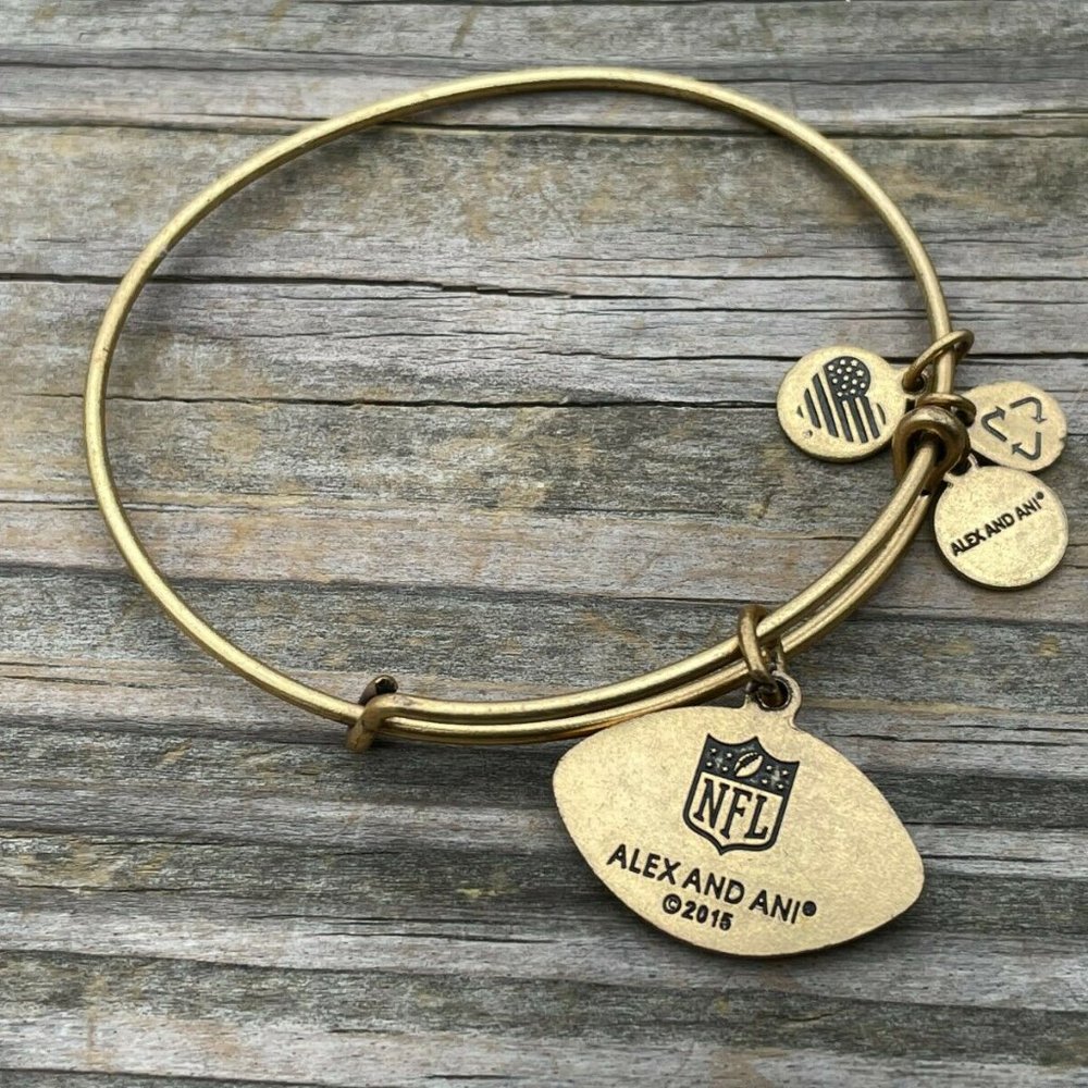Alex and Ani Bracelet gold plated NFL Football charm Wrist Band Size adjustable - Picture 5 of 7
